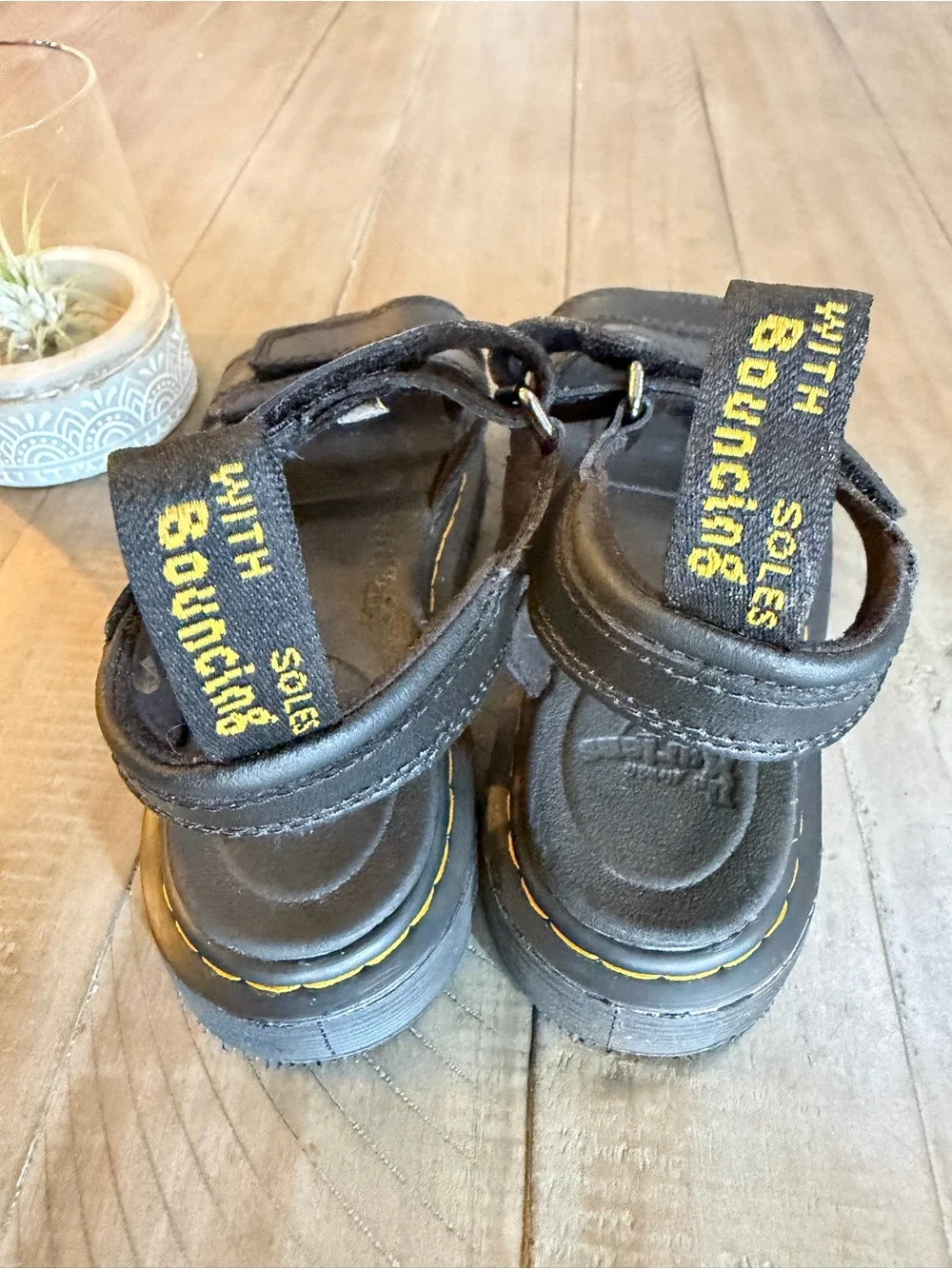 DR. MARTENS JUNIOR KLAIRE LEATHER STRAP SANDALS